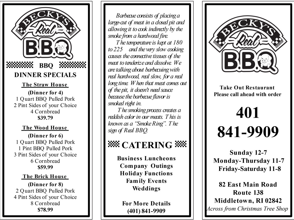 Our Menu Becky's BBQBecky's BBQ